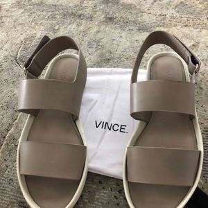 VINCE Wood Smoke (grey) smooth leather sandals